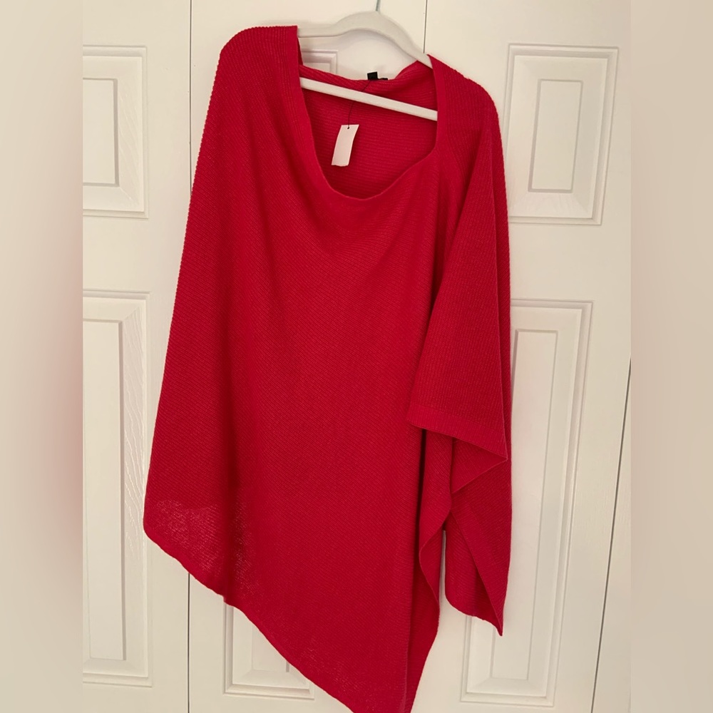 Talbots Xs/ sm Fuschia Pink Linen Viscose Asymmetrical Shawl. New with Tags